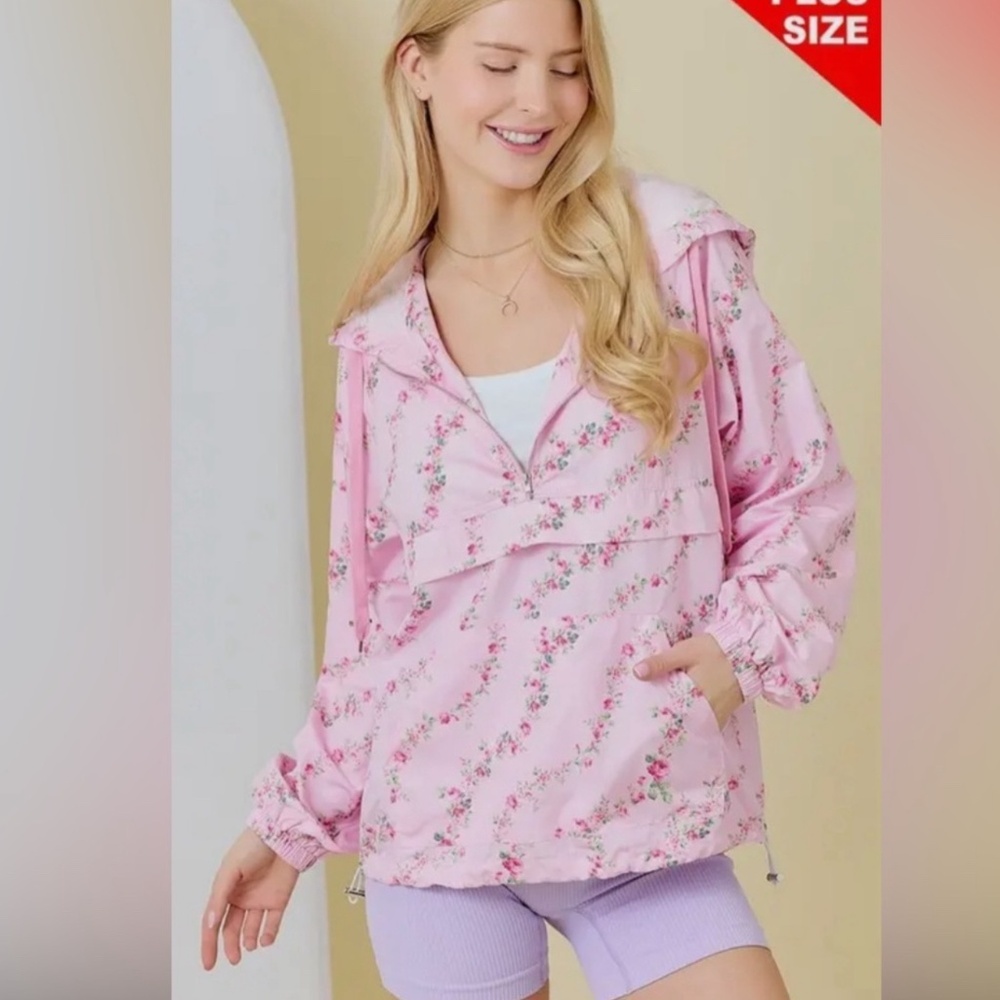 941. NEW PLUS SIZE * The Lovely Vintage Floral Windbreaker Jacket